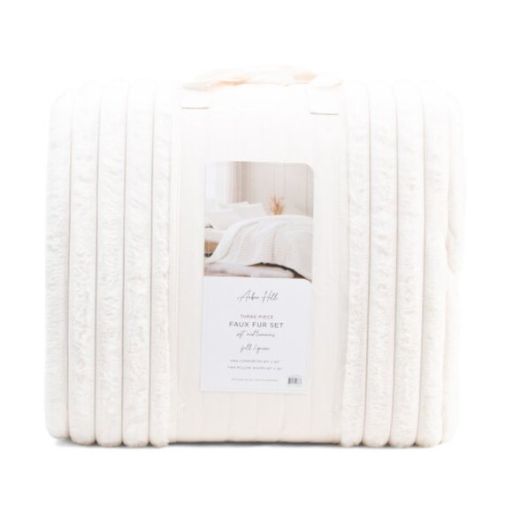AUBIN HILL Ivory Faux Fur Comforter Set - Picture 3 of 3